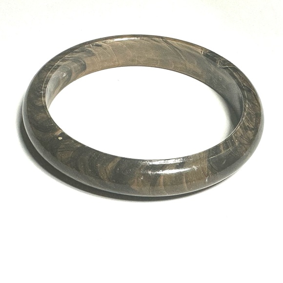 Brown & Beige Swirled Bangle Bracelet Plastic Retro Earthy Colors - Picture 3 of 6